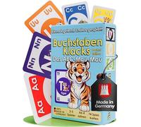 Lettere Klacks Pocket - Gioco educativo ABC e gioco di carte a partire dai | Gioco di carte per l'apprendimento ABC con animali e inquilini, secondo il principio di Mau-Mau. Regalo per l'asilo e