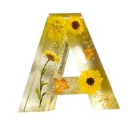Lettere luminate - Alfabeto In Resina Con Luce Notturna A Fiori | Luci A LED Per Lettere | Lettere In Resina Con Fiori Pressati Con Luce | Luce Notturna Con Lettera In Resina Floreale | Lampade Con