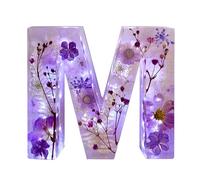 Lettere Luminate - Alfabeto In Resina Con Luce Notturna A Fiori | Luci A LED Per Lettere | Luce Con Fiori Pressati | Lampade Floreali
