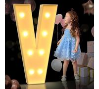 Lettere luminose a LED for tendone, 90 cm/120 cm, lettere luminose for tendone, pannello in schiuma spessa pretagliata for decorazioni for bar a casa, feste di nozze ( Color : Letter V , Size : 120cm/