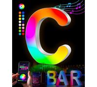 Lettere Luminose Alfabeto - Luminoso Lampada LED Lettera RGB App Controllo Luci Lettera Operatore a USB per Ricevimenti Festa Matrimonio Natale Casa Bar Decorazione (C)