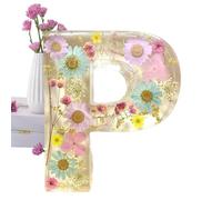 Lettere Luminose, Lampada Notturna Con Fiori Simulati Decorativa In Resina Con Lettera Iniziale E Secco Lampada Da Notte Creativa Da Tavolo Regali Per La Festa Della Mamma