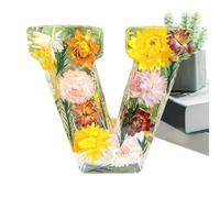 Lettere Luminose, Lampada Notturna Con Fiori Simulati Decorativa In Resina Con Lettera Iniziale E Secco Lampada Da Notte Creativa Da Tavolo Regali Per La Festa Della Mamma