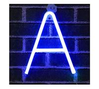 Lettere Luminose Lnsegne Al Neon, Luce Notturna Al Neon a LED, E Commerciale Blu Marquee Lettere Luci Decorazione Da Parete Per Natale Ffesta Di Compleanno Bar San Valentino Parole-lettera Blu (A)