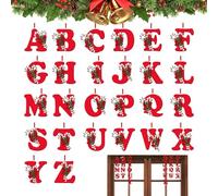 Lettere natalizie | 26 lettere, decorazioni di alfabeto natalizio in acrilico 2D | per calzini albero di Natale zaino specchio retrovisore auto