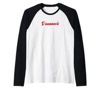 Lettere, Parola, Danimarca, in, Bello, Rosso, Carattere Maglia con Maniche Raglan