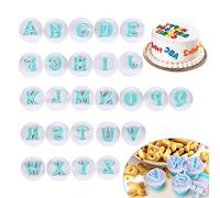 Lettere Pasta di Zucchero, XCOZU 26 pezzi Stampini per Biscotti per Lettere Maiuscole, Cake Alphabet Plunger Set, Stampi per Torta Fondant, Stampini Alfabeto Cookie Stamp per Torta (Blu)