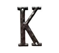 Lettere per casa Jerrybaby da 5 pollici, in metallo rustico con ghisa, numero e lettere per indirizzo di casa/lettera K con aspetto martellato un