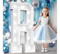 Lettere R con luci a LED, 1,2 m, kit di luci per compleanno, laurea, baby shower, casa, bar, eventi interni ed esterni, R, 120 cm