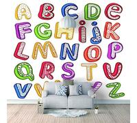 Lettere Semplici Tridimensionali E Colorate Creatività 3D Carta Da Parati Facile Installare Mobili Sfondi Ufficio Divano Camera Letto Sfondo Decorazione Murale-430cm×300cm