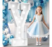 Lettere Y illuminate a LED, 1,2 m, kit di luci per compleanno, laurea, baby shower, casa, bar, eventi interni ed esterni, Y, 120 cm