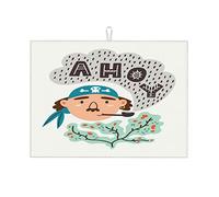 Letterin Ahoy Marinaio Pirata Faccia Pipa Illustrazione Alghe Tappetino Asciugapiatti Tappetino Scolapiatti Decorazione Cucina Grande 18 X 24 Pollici