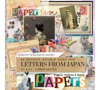Letters From Japan: Scrapbook Craft Pad - Vintage Textures & Writing - 8.5" x 8.5": Versatile Ephemera Design Paper. Perfect for Scrap Books, Origami, Journaling, Collages and more!