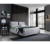 Letti Per IT - Letto Text Matrimoniale con Box Contenitore Misure 160x190, Rivestimenti SFODERABILI Tessuto Ecopelle Microfibra, Piedini h8
