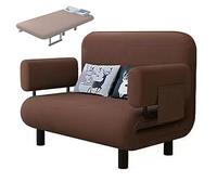 Letti Pieghevoli Salvaspazio con Braccioli e Cuscini Poltrone Letto Singolo Tessuti di Cotone e Lino Poltrona Camera da Letto Moderna per Appartamenti, Soggiorni(Brown,192 * 100 * 28cm)