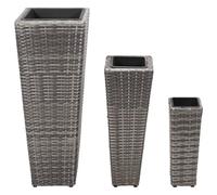 Letti rialzati da giardino, set 3 pz in polyrattan grigio con dimensioni diverse, resistenti e senza manutenzione, perfetti per balconi, terrazzi e spazi piccoli, per decorare il tuo spazio verde