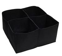 Letti rialzati per aiuole da giardino, grande borsa per piantare vasi rialzati, vaso quadrato diviso, letto da giardino, 4 griglie, in tessuto, per coltivare verdure, fiori, nero, spessore 2 mm