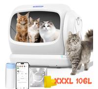 Lettiera Automatica Intelligente per Gatti 106L, Design Semi-Aperto Autopulente, Ultra-Silenziosa, Tappetino in Silicone a Doppio Strato, Facile da Pulire, C42