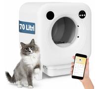 BAKAJI Lettiera Autopulente XXL per Gatti con App di Controllo Smart Wifi, Capacità 70 Litri Rimozione Efficiente Odori Sgradevoli, Monitoraggio del Peso e Frequenza con Applicazione + Telecamera
