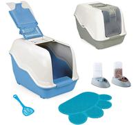 LETTIERA GATTO CHIUSA colore casuale FACILE PULIRE【Con 2 ciotola MANGIA e TAPPETINO LETTIERA 】54x39x40H cm petshopmilano