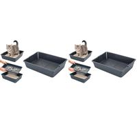 lettiera Gatto Chiusa - Savic Litter Tray - Grigio - Aperta - con setaccio - Design Pratico - Facile da Pulire - 29,5x41,5x10 cm (Confezione da 2)