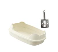 Lettiera per animali domestici con coperchio aperto, sabbiera, vasca per