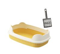 Lettiera per animali domestici con coperchio aperto, sabbiera, vasca per