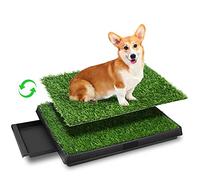 Lettiera per cani con orlo, per animali domestici, per cani di piccola taglia e anziani, con erba artificiale, due pezzi di prato sono intercambiabili e il prato aumenta la qualità