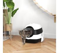 Lettiera per Gatti Chiusa con Coperchio, Paletta e Deodorante, Design Pieghevole, 52x41x38 cm, Bianca e Nera