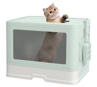 Lettiera per Gatti Chiusa Doppia Entrata con Paletta e Spazzola Integrata Verde