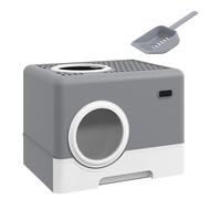 Lettiera per Gatti con Coperchio Doppio Ingresso 52x41x38.5cm e Vassoio Estraibile Grigio