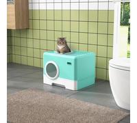 Lettiera per Gatti con Coperchio e Paletta, Doppio Ingresso e Vassoio Estraibile, 52x41x38,5 cm, Verde