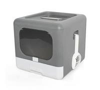 Lettiera per Gatti con Coperchio, Lettiera per Gatti con Cappuccio, Lettiera Pieghevole con Coperchio con Paletta Toilette per Gatti a 2 ante (GRAY)