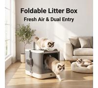 Lettiera per gatti, design completamente chiuso, antiodore, ampio interno, pieghevole, design del cassetto intimo per una facile pulizia ed evitare fuoriuscite di lettiera, adatta a chi possiede gatti