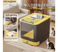 Lettiera per gatti, grande, completamente chiusa, accessori per gatti, porta bidirezionale per entrata e uscita, adatta a gattini e gatti adulti, efficace prevenzione degli schizzi di lettiera, anti-s
