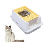 Lettiera per Gatti in Acciaio Inossidabile, Lettiera per Gatti con Coperchio Aperto, Lato Alto, Antispruzzo, Lettiera per Gatti in Metallo, 23,62x15,94x13,19 Pollici, per (Bianco