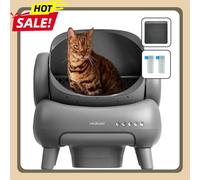 Lettiera per gatti intelligente Autopulente Toilette automatica per gatti Controllo APP Spazio extra ampio Adatto per lettiera per animali domestici per gatti grandi Auto Grey with app