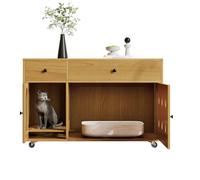 Lettiera per gatti nascosta, per il soggiorno, è inodore, dispone di una presa di sabbia e due cassetti e ruote e ha le dimensioni di 100 x 45 x 66 cm