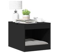 Lettiera per gatti nera in legno, 47 x 59 x 42 cm, mobile per gatti con nascondiglio, stabile e robusto, versatile come casetta per gatti, tavolino o portaoggetti, ideale per uso interno