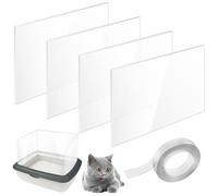 Lettiera per gatti Pee Shields 30 x 40 cm: 4 paraschizzi per lettiera per gatti con 1 rotolo di nanoband, contenitore per lettiera, accessori per gatti, schermatura per gatti, parte superiore aperta