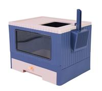 Lettiera per Gatti Pieghevole con Coperchio, Vasino per Gatti Chiuso Grande Pieghevole, Toilette per Gatti Antispruzzo con Ingresso Dall'alto, Toilette per Gatti in Plastica per