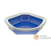 Lettiera per gatto corner aperta angolare salva spazio 52x50x14h blu o bordeaux