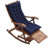 Lettini prendisole, sedie da campeggio, lettini da giardino, sedie pieghevoli, reclinabili in bambù, sedia a dondolo regolabile a 5 velocità, cuscinetto in cotone e massa,Wood Color+blue Cotton Pad