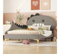 Lettino a forma di dinosauro, 90 x 200 cm, piano in poliuretano, colore: grigio