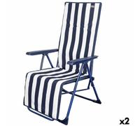 Lettino Aktive Bianco Blu Marino Reclinabile A strisce 147 x 70 x 48 cm [2 Un