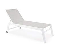 Lettino prendisole Alto Con Ruote Hilde Bianco Cloud in alluminio da giardino