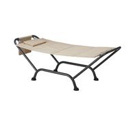 Lettino Amaca a Dondolo con Supporto Maldive in Acciaio e Pvc Beige