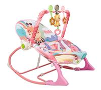 Lettino bebe elettrico, altalena portatile, lettino per neonati e sedile con vibrazione lenitiva, arco di gioco con 3 giocattoli, 3 punti imbracatura (rosa)