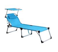 Lettino da Mare o Giardino Sol Alta con Tettuccio Alluminio Azzurro VivaGarden