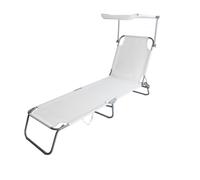 Lettino brandina pieghevole da spiaggia in metallo con tettuccio Abel